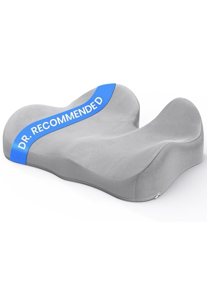 Benazcap Seat Cushion - Memory Foam Car Seat Pad - Sciatica & Lower Back Pain Relief - Car Seat Cushions for Driving - Road Trip Essentials for Drivers, Grey - Image 1