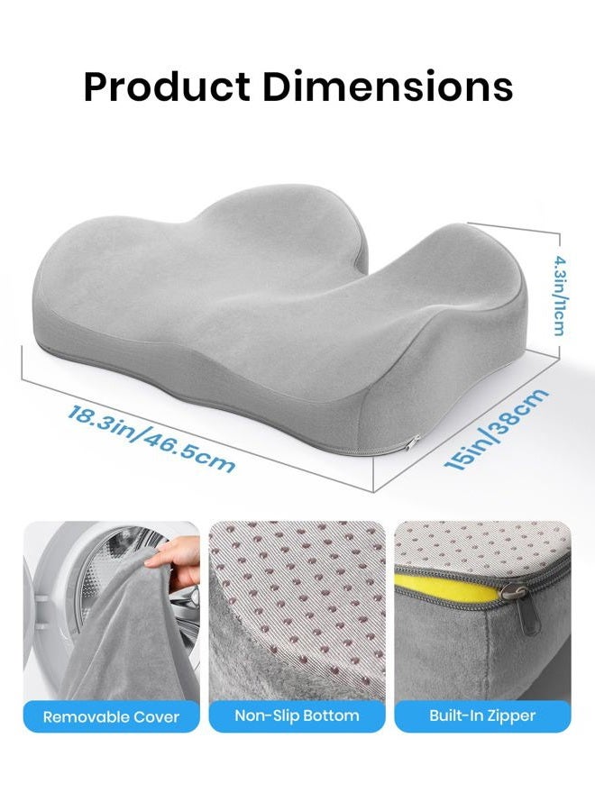 Benazcap Seat Cushion - Memory Foam Car Seat Pad - Sciatica & Lower Back Pain Relief - Car Seat Cushions for Driving - Road Trip Essentials for Drivers, Grey - Image 2