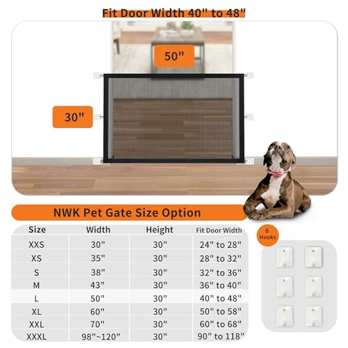 NWK Magic Dog Gate for Stairs Pet Gate for The House Providing a Safe Enclosure for Pets to Play and Rest, 6 Hooks Design (50'' X 30'') - Image 2