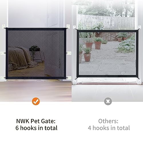 NWK Magic Dog Gate for Stairs Pet Gate for The House Providing a Safe Enclosure for Pets to Play and Rest, 6 Hooks Design (50'' X 30'') - Image 3