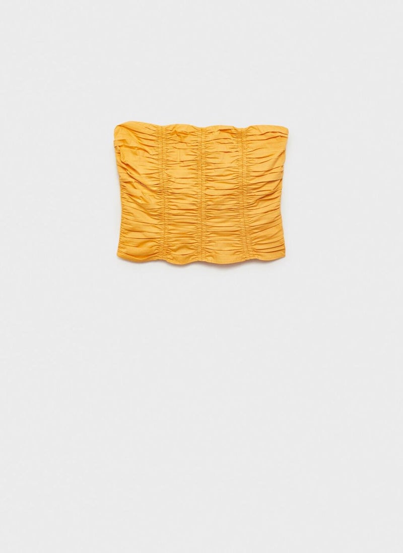 MANGO Ruched Strapless Top  - Image 5