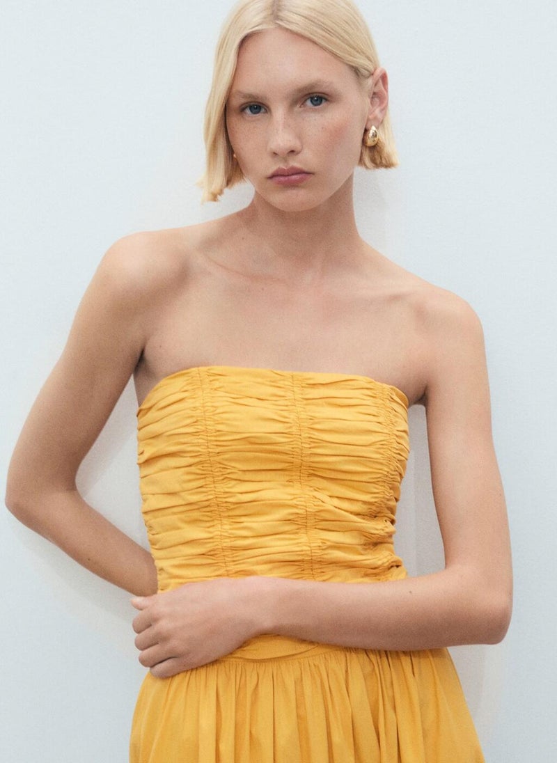 MANGO Ruched Strapless Top  - Image 1