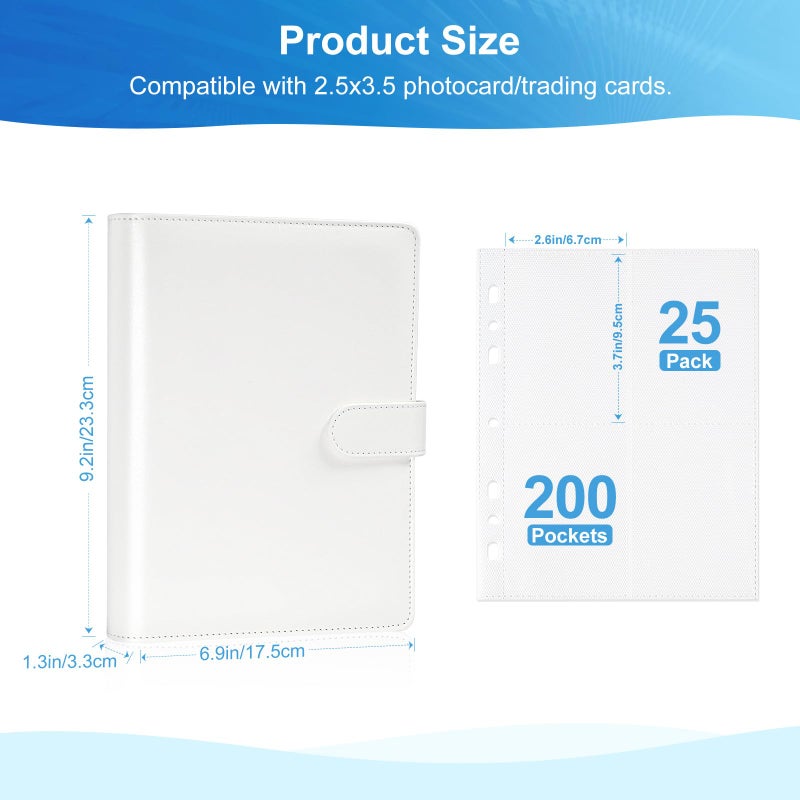 WITHYU 2x3 Photo Album, Refillable PU Leather A5 Photo Binder with Adjustable Pages, 200 Pockets for Fujifilm Instax Mini 12 11 9 40 99 90 8 7 Evo LiPlay, Polaroid Snap PIC-300 Z2300 Instant Cameras (White) - Image 5
