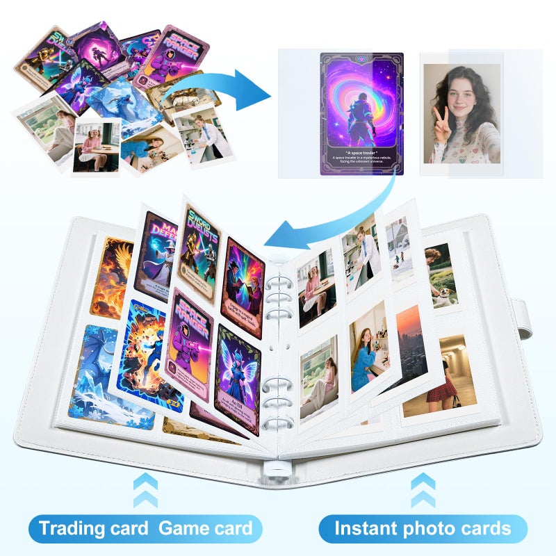 WITHYU 2x3 Photo Album, Refillable PU Leather A5 Photo Binder with Adjustable Pages, 200 Pockets for Fujifilm Instax Mini 12 11 9 40 99 90 8 7 Evo LiPlay, Polaroid Snap PIC-300 Z2300 Instant Cameras (White) - Image 2