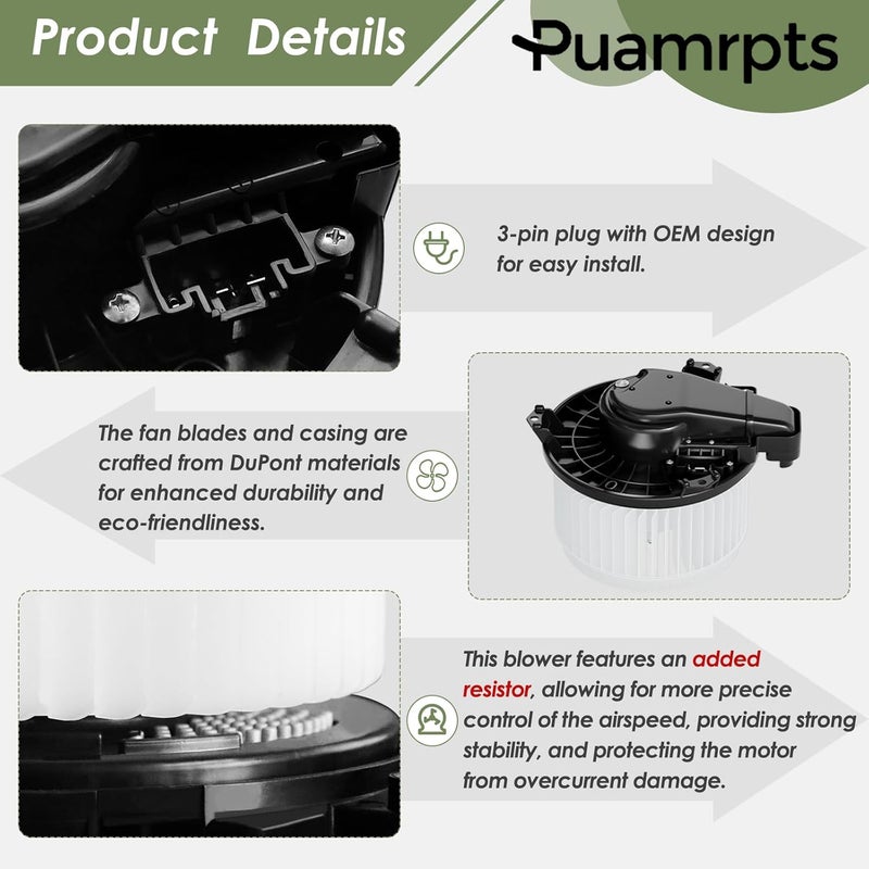 PUAMRPTS AC Heater Blower Motor for Ram 1500 and Wrangler Models - Image 5