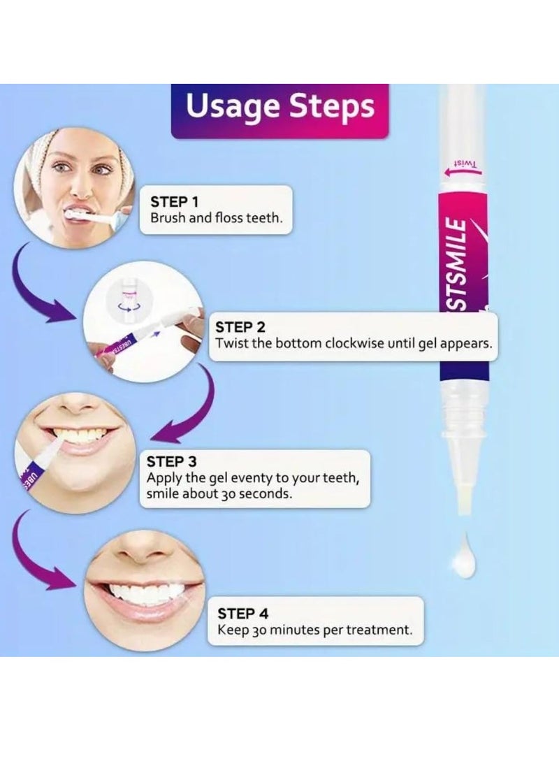 UBESTSMILE - 3 in 1 Teeth Whitening Pen Enamel Safe New Formula Improve Brightness Conceals Stains Neutralizes Yellow Remove Tea Wine Coffee Smoking Stains Tooth Whitening Gel Pen - Image 1