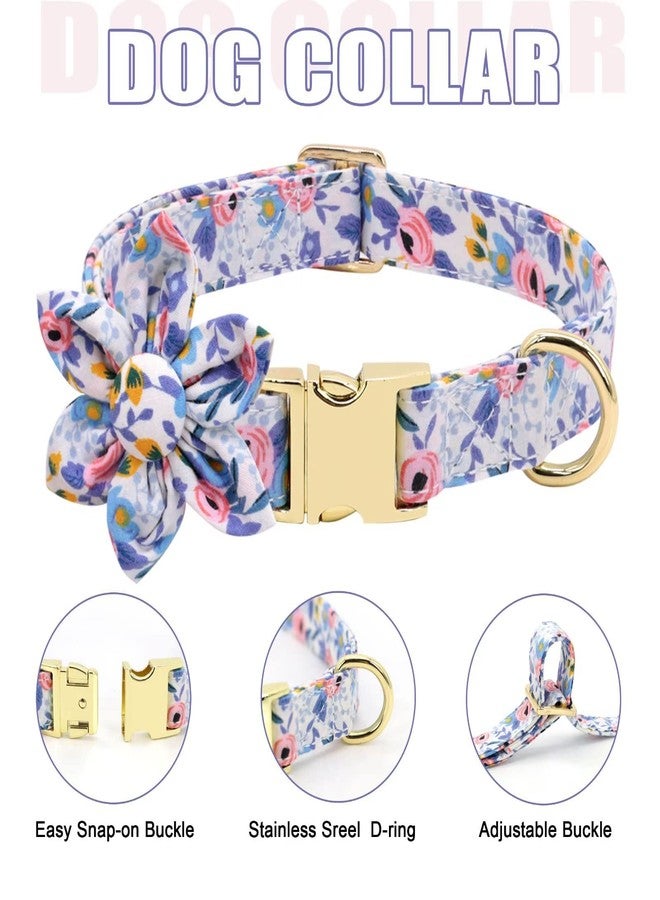 Beirui Cute Girl Dog Collars, Harnesses & Leashes Set - Adjustable Dog Collar and Leash Set with Flower - Soft Mesh Dog Vest Harness for Puppies Small Medium Dogs (Blue,XS) - Image 3
