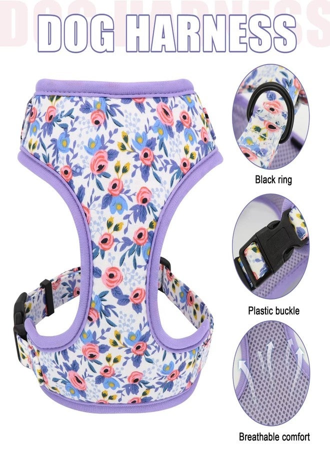 Beirui Cute Girl Dog Collars, Harnesses & Leashes Set - Adjustable Dog Collar and Leash Set with Flower - Soft Mesh Dog Vest Harness for Puppies Small Medium Dogs (Blue,XS) - Image 2