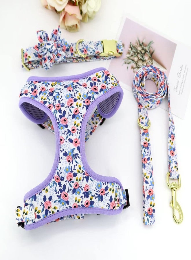 Beirui Cute Girl Dog Collars, Harnesses & Leashes Set - Adjustable Dog Collar and Leash Set with Flower - Soft Mesh Dog Vest Harness for Puppies Small Medium Dogs (Blue,XS) - Image 5