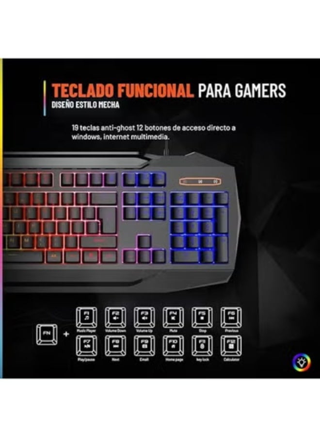 مجموعة لوحة مفاتيح وفأرة للألعاب – باقة كاملة مع سماعات – ملحقات ألعاب محسّنة لأجهزة الكمبيوتر - Image 2