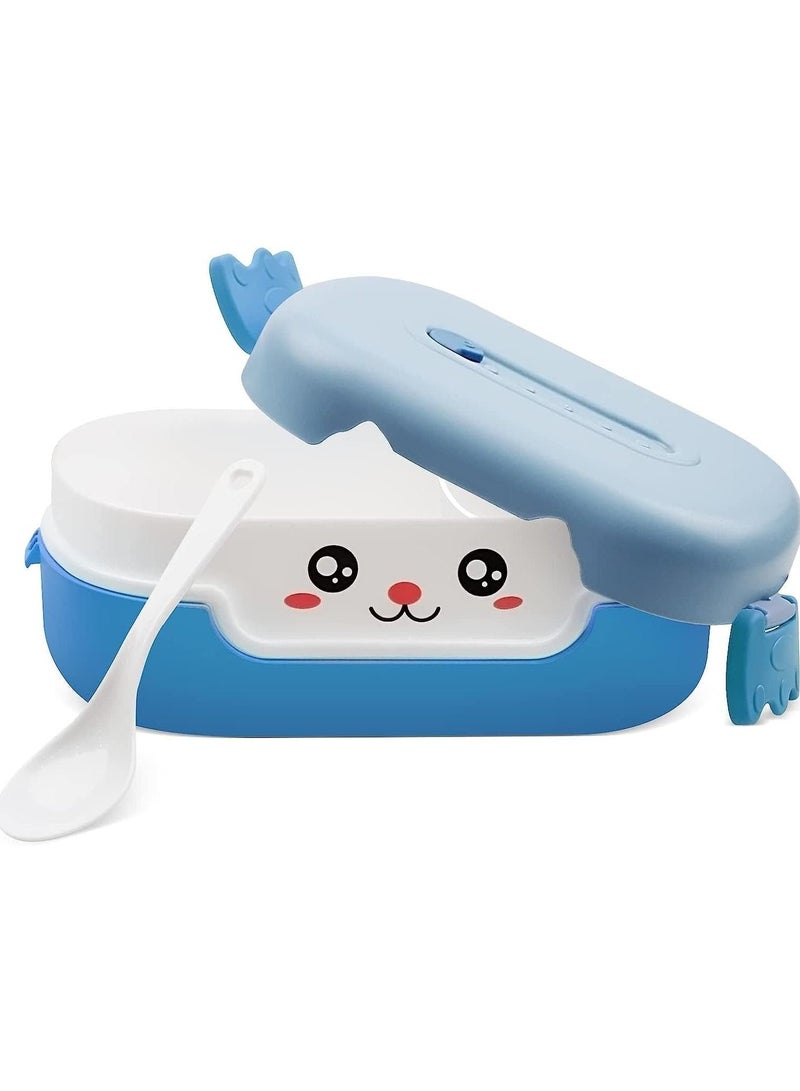 Bento Box for Kids, 700ml Bento Lunch Box, Cartoon Design Ideal Lunch Box Container, BPA and Chemical Dyes Free, Suitable for School Canteen, Microwave, Dishwasher Safe Lunch Container (Blue) - Image 1