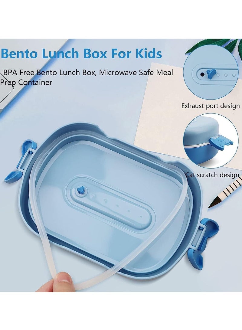Bento Box for Kids, 700ml Bento Lunch Box, Cartoon Design Ideal Lunch Box Container, BPA and Chemical Dyes Free, Suitable for School Canteen, Microwave, Dishwasher Safe Lunch Container (Blue) - Image 5