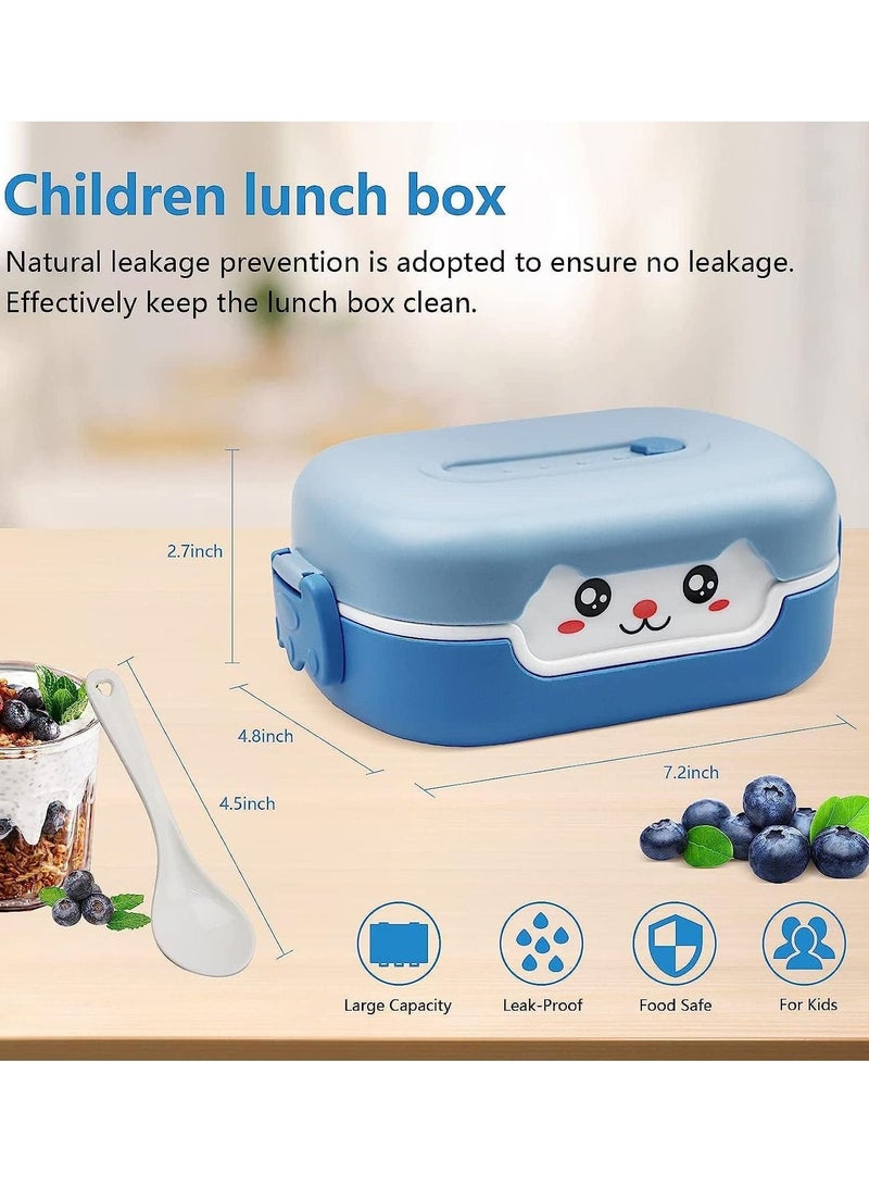 Bento Box for Kids, 700ml Bento Lunch Box, Cartoon Design Ideal Lunch Box Container, BPA and Chemical Dyes Free, Suitable for School Canteen, Microwave, Dishwasher Safe Lunch Container (Blue) - Image 2