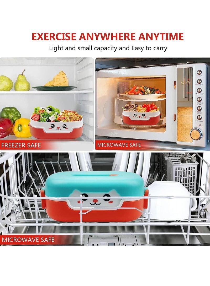 Bento Box for Kids, 700ml Bento Lunch Box, Cartoon Design Ideal Lunch Box Container, BPA and Chemical Dyes Free, Suitable for School Canteen, Microwave, Dishwasher Safe Lunch Container (Blue) - Image 4