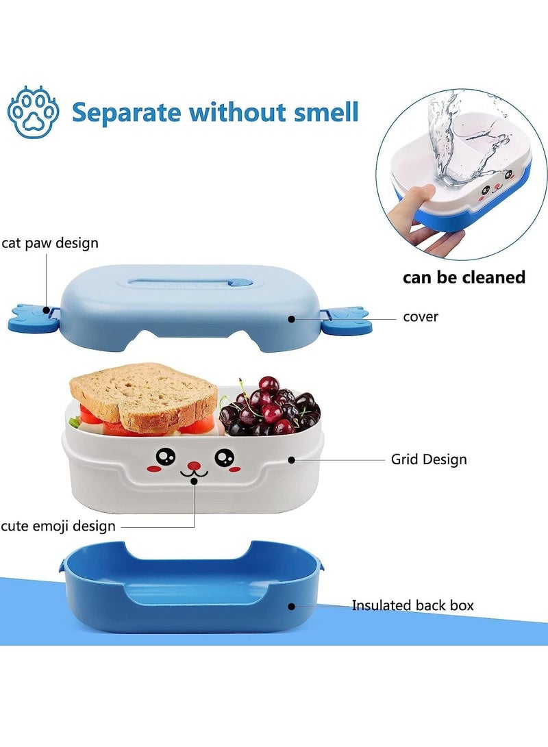 Bento Box for Kids, 700ml Bento Lunch Box, Cartoon Design Ideal Lunch Box Container, BPA and Chemical Dyes Free, Suitable for School Canteen, Microwave, Dishwasher Safe Lunch Container (Blue) - Image 3