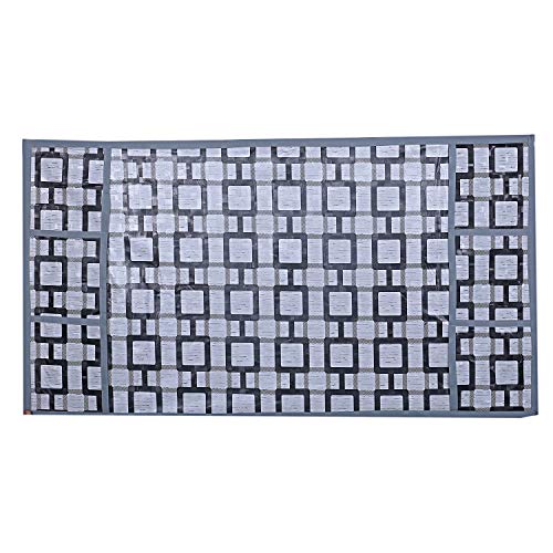 Kuber Industries Fridge Top Cover|Checks Print & Water Resistant PVC Material|6 Utility Side Pockets With Plain Border|Size 98 x 55 CM, Pack of 1 (Grey) - Image 5