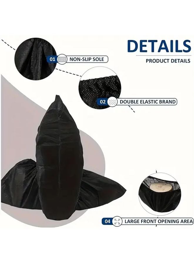 100 Count Black Disposable Non Slip Shoe Covers For Indoor Outdoor Home Workplace - Image 3