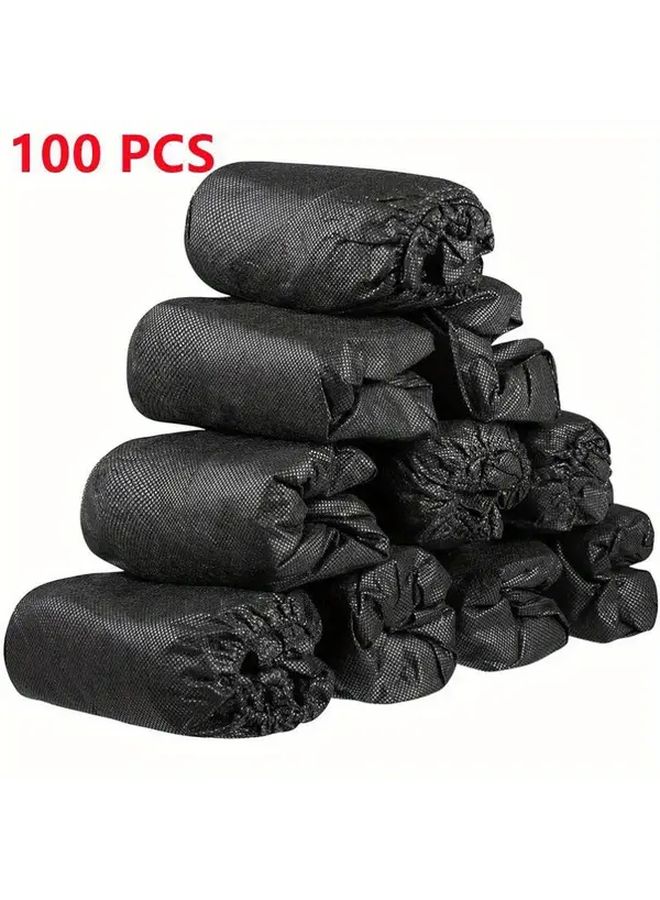 100 Count Black Disposable Non Slip Shoe Covers For Indoor Outdoor Home Workplace - Image 1