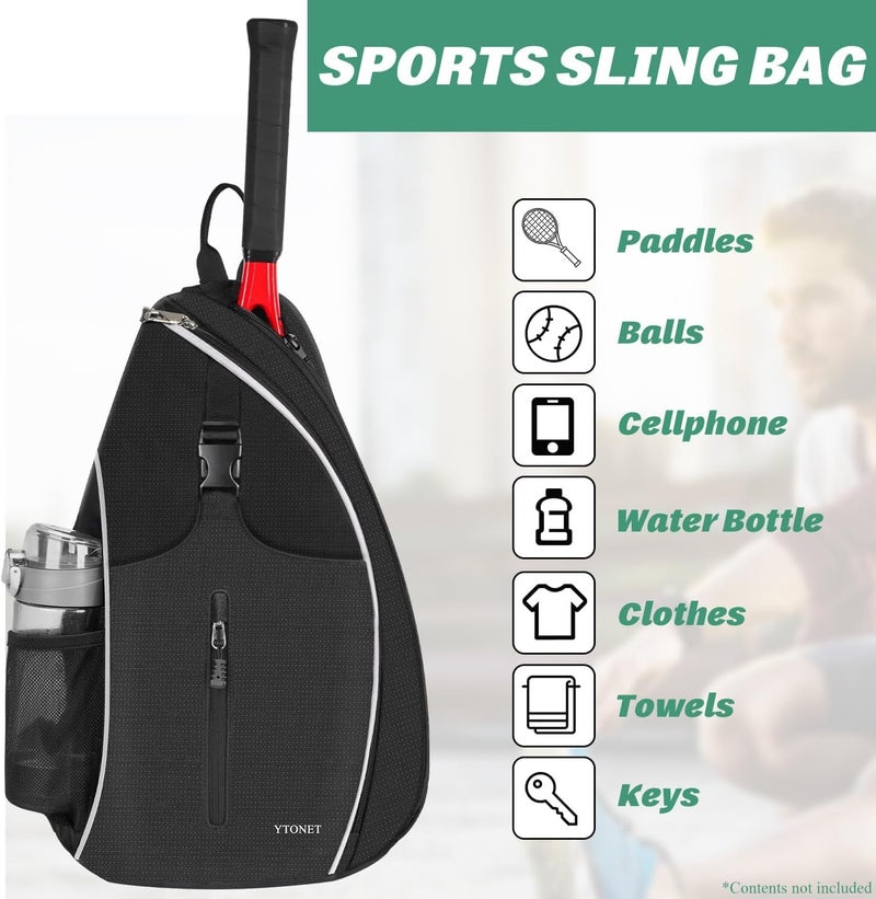 Ytonet Tennis Bag, Tennis Sling Backpack Crossbody Water Resistant for Men Women, Compatible for Pickleball Badminton Rackets - Image 5