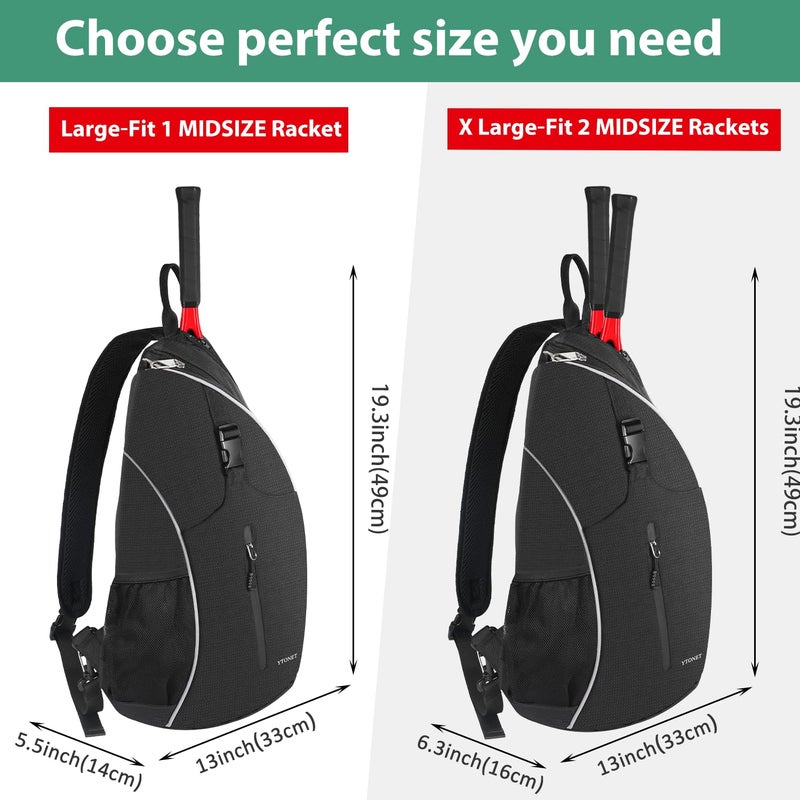 Ytonet Tennis Bag, Tennis Sling Backpack Crossbody Water Resistant for Men Women, Compatible for Pickleball Badminton Rackets - Image 2