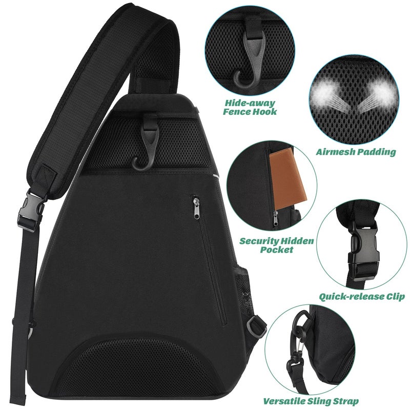 Ytonet Tennis Bag, Tennis Sling Backpack Crossbody Water Resistant for Men Women, Compatible for Pickleball Badminton Rackets - Image 4