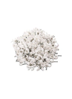 SIMRON ; MAKING LIFE SMART SIMRON 200pcs Wire Fastener Circle Cable Clips with Metal Nails for Cable Management Cord Organizer Round Wire Clamps for Hanging Cables Fitting on Wall White Pack of 200 6mm 200  - Image 4
