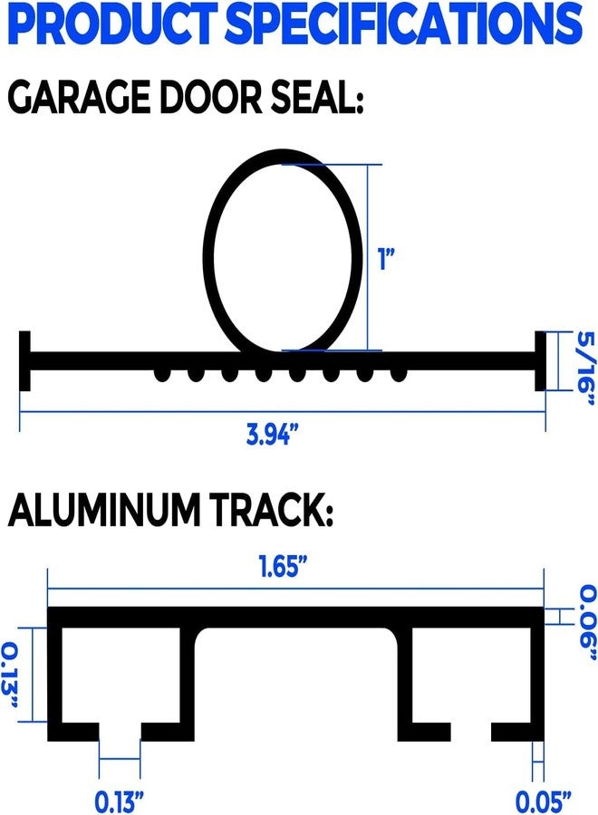 Holikme Garage Door Seal - Door Seals Bottom Rubber, Pre-drilled Aluminum Track Retainer Kit, Garage Door Seal, Easy to Install, Durable U+O Ring, Black16FT - Image 5
