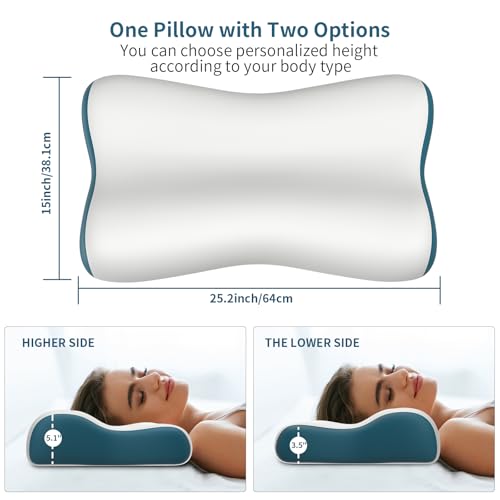 Polovo Cervical Neck Pillow for Pain Relief, Contour Memory Foam Pillows Ergonomic Pillow Orthopedic Cooling Pillow Bed Pillow Neck Support for Side Back Stomach Sleepers - Image 3