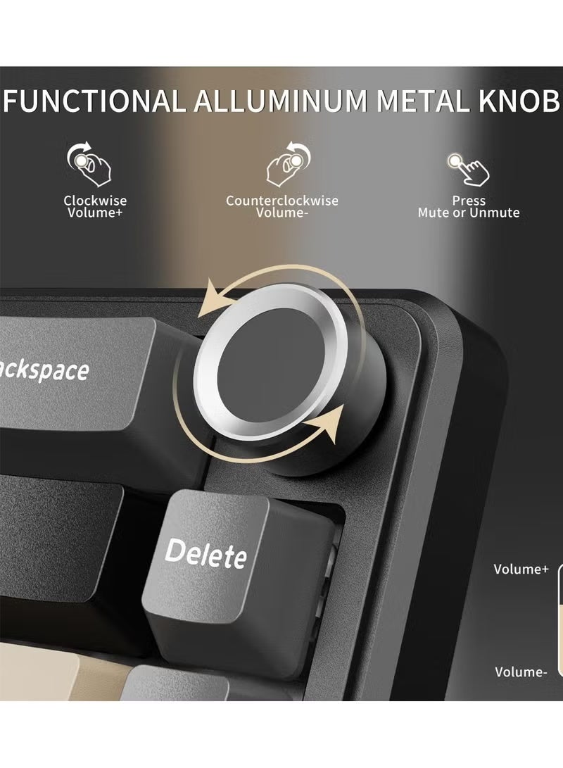 Attack Shark X66 Wireless Mechanical Gaming Keyboard with Knob,Tri Mode USB-C/BT5.0/2.4G Gasket Mounted 60% RGB Gaming Keyboard, Side Printed PBT Keycap,Hot Swappable Strawberry Switch - Image 4