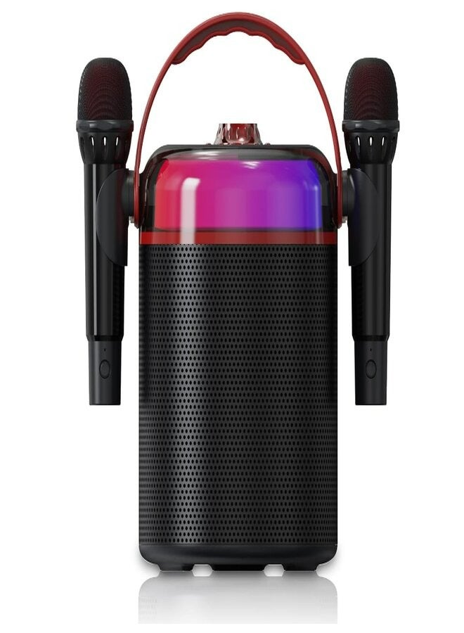 Karaoke Machine, Portable PA Speaker System with 2 Wireless Microphone for Home Party, Meeting, Wedding,  Outdoor/Indoor (Black