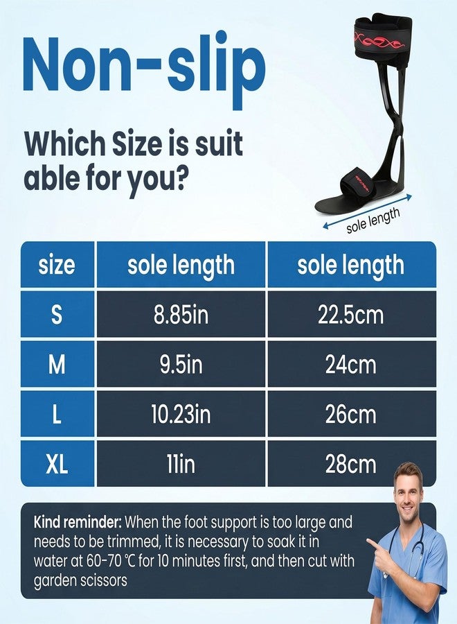 GHORTHOUD AFO Drop Foot Brace - Lightweight Trimmable Foot Drop Stabilizer for Men & Women, Adjustable Ankle Support for Stroke, MS, Hemiplegia, Fits Inside Shoes for Easier Walking (X-Large, Right) - Image 2
