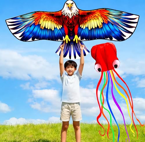 HENGDA KITE 2 Pack Octopus Eagle Kites for Kids and AdultsHawk Kite Easy to FlyBeach Kites for Family Outdoor Toy Games ActivitiesSuitable for Beginners - Image 3