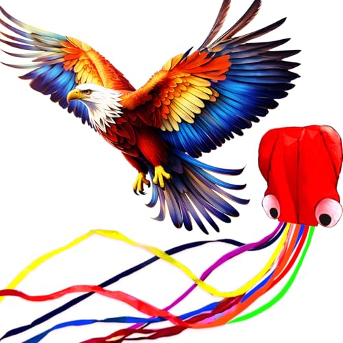 HENGDA KITE 2 Pack Octopus Eagle Kites for Kids and AdultsHawk Kite Easy to FlyBeach Kites for Family Outdoor Toy Games ActivitiesSuitable for Beginners - Image 1