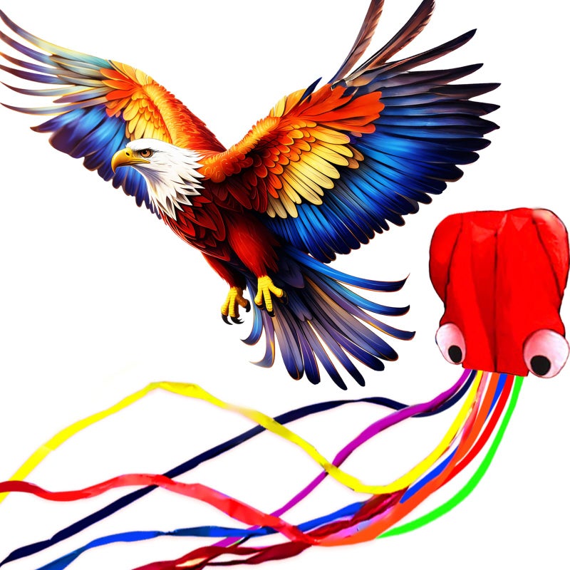 HENGDA KITE 2 Pack Octopus Eagle Kites for Kids and AdultsHawk Kite Easy to FlyBeach Kites for Family Outdoor Toy Games ActivitiesSuitable for Beginners - Image 2