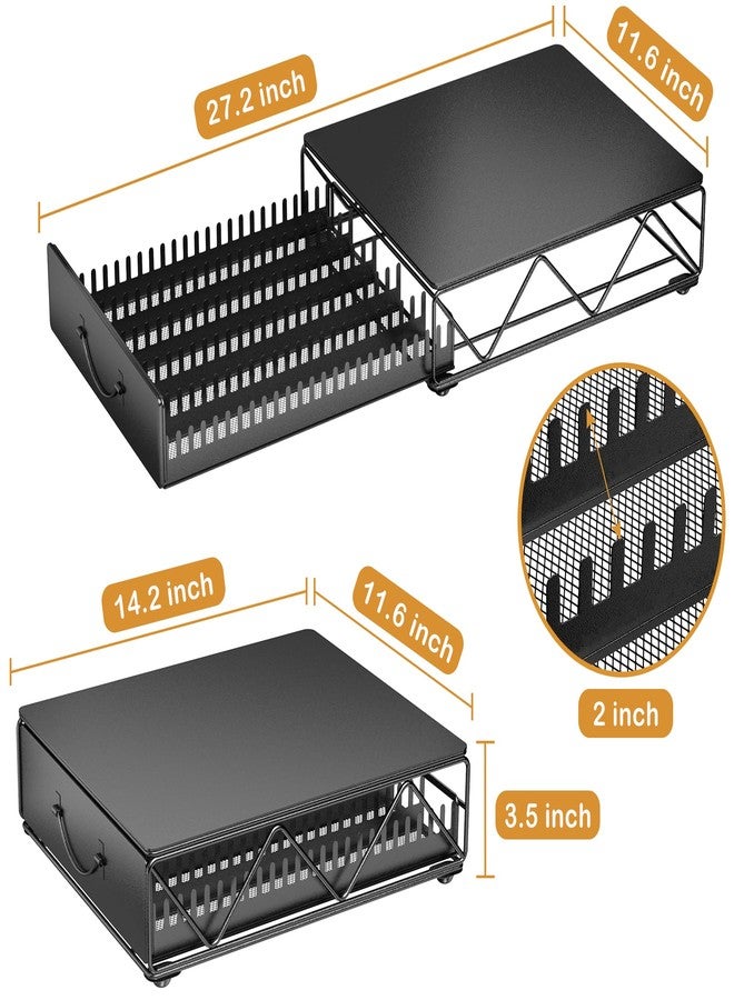 HFHOME Coffee Pod Holder Drawer Compatible with Nespresso - 40 Large or 60 Small VertuoLine Pods - Black Metal Coffee Capsule Storage Organizer for Vertuo - Coffee Capsule Holder for Kcup Home Kitchen - Image 3