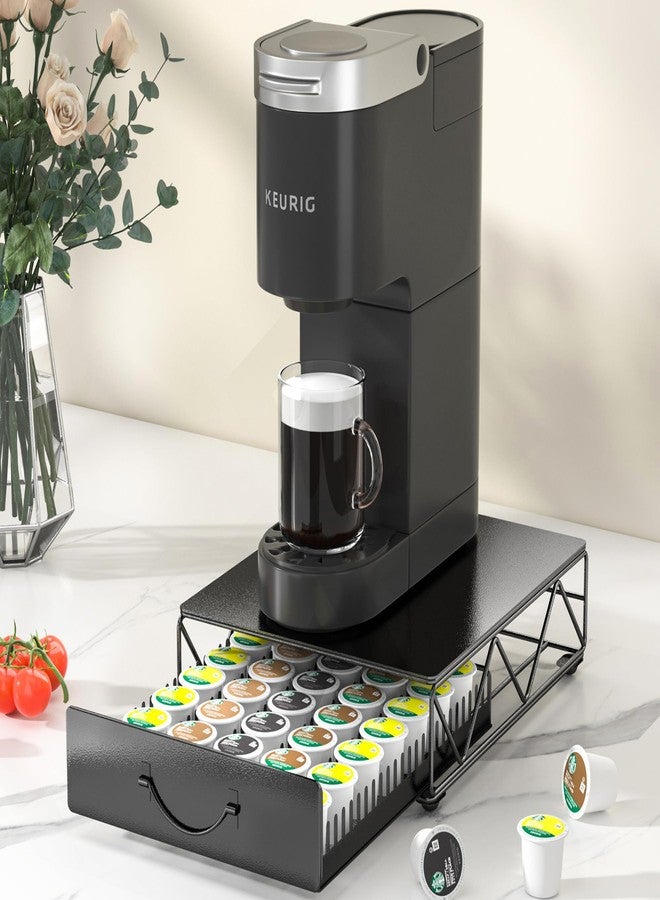 HFHOME Coffee Pod Holder Drawer Compatible with Nespresso - 40 Large or 60 Small VertuoLine Pods - Black Metal Coffee Capsule Storage Organizer for Vertuo - Coffee Capsule Holder for Kcup Home Kitchen - Image 5