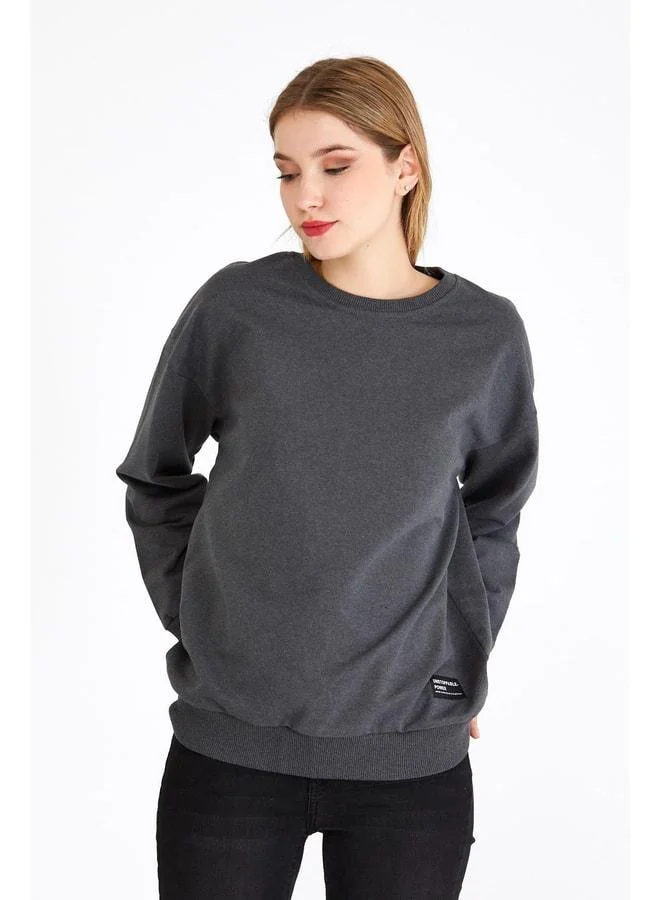 mmetalic Women’s Anthracite Basic Crew Neck Sweatshirt