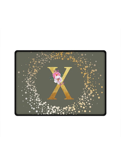Designer Gaming Mouse Pad Anti-Skid Mousepad Large Keyboard Mouse Pad Desk Mat Custom Monogram Initial Letter Floral Pattern Alphabet - X(Olive Green)
