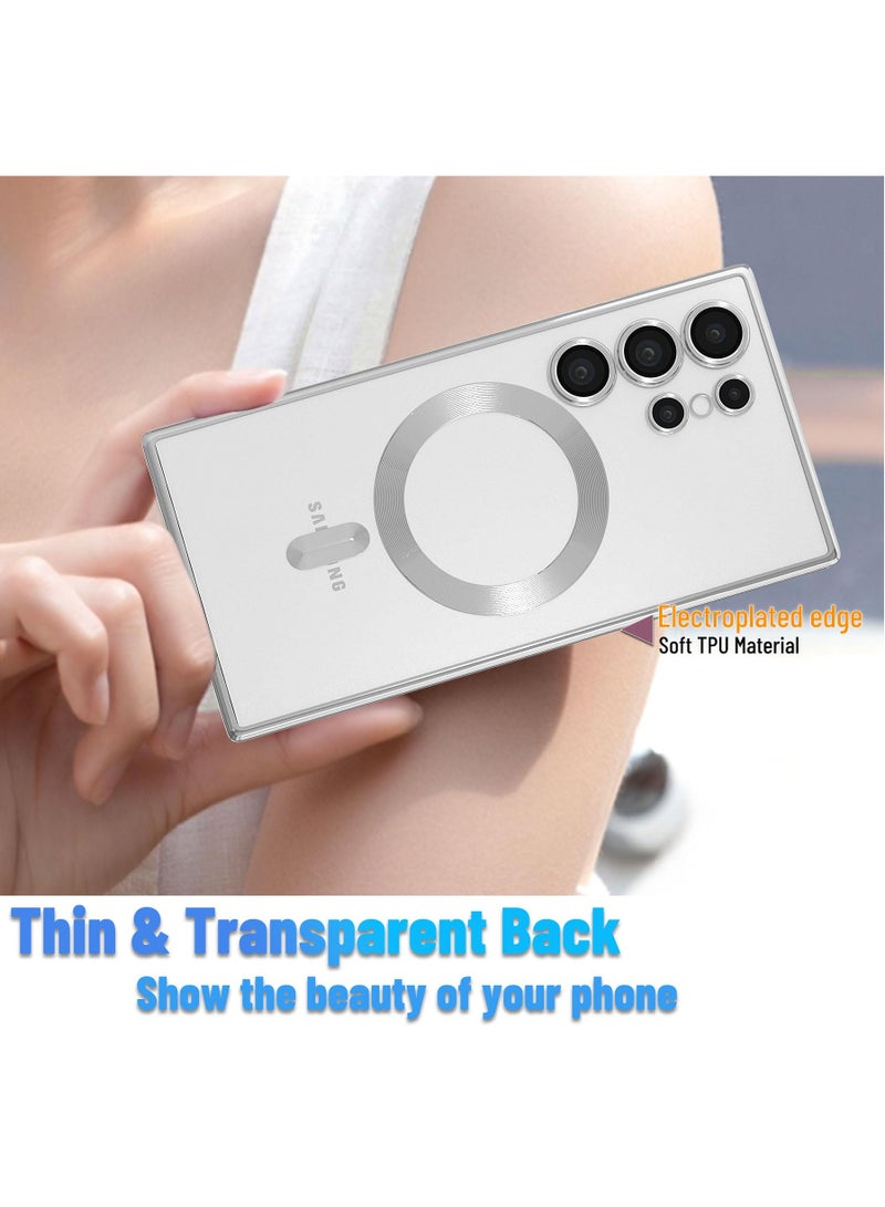 ملبوس حافظة مغناطيسية لجهاز Galaxy S24 Ultra متوافقة مع دعم Magsafe لشحن لاسلكي وحماية الكاميرا بتصميم لامع ومضادة للخدوش نحيفة وخفيفة، حافظة حماية لجهاز Samsung Galaxy S24 Ultra - Image 3