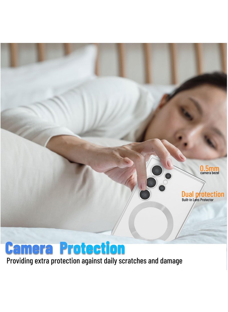 ملبوس حافظة مغناطيسية لجهاز Galaxy S24 Ultra متوافقة مع دعم Magsafe لشحن لاسلكي وحماية الكاميرا بتصميم لامع ومضادة للخدوش نحيفة وخفيفة، حافظة حماية لجهاز Samsung Galaxy S24 Ultra - Image 4