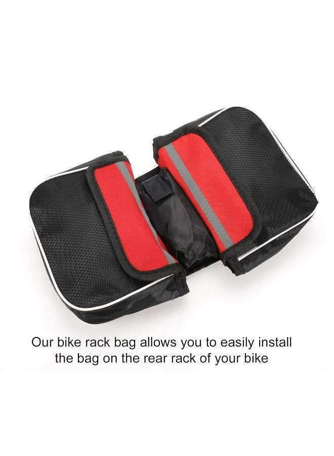 حقيبة إطار الدراجة، حقيبة دراجة بانير، حقيبة رف دراجة مقاومة للماء، حقيبة إطار أمامية للدراجة للدراجة على الطريق والدراجة الجبلية من النايلون، قطعة واحدة (أحمر) - Image 3