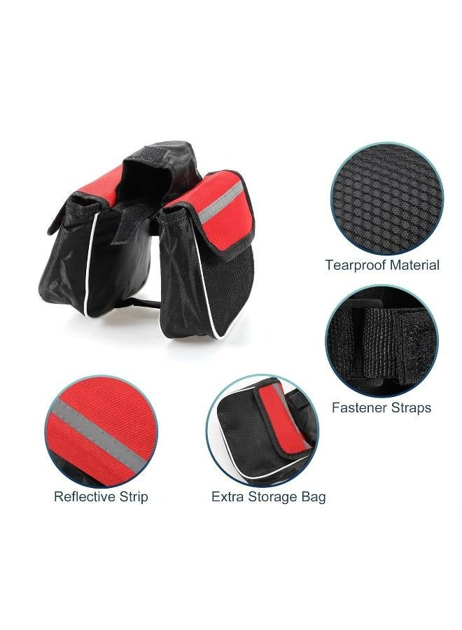 حقيبة إطار الدراجة، حقيبة دراجة بانير، حقيبة رف دراجة مقاومة للماء، حقيبة إطار أمامية للدراجة للدراجة على الطريق والدراجة الجبلية من النايلون، قطعة واحدة (أحمر) - Image 4