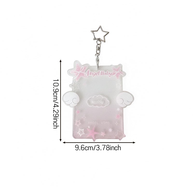 Roioiow 2 Pieces Star Wing-Shaped Photocard Holder Keychain - Clear Acrylic Protective Sleeve for ID, Bus, Student Card - Image 5