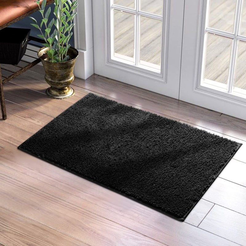 HOMEIDEAS HOMEIDEAS Door Mats Indoor  20""x32"" Super Absorbent Non Slip Rugs for Entryway  Front Back Welcome Doormat Dirt Trapper (Black) - Image 1