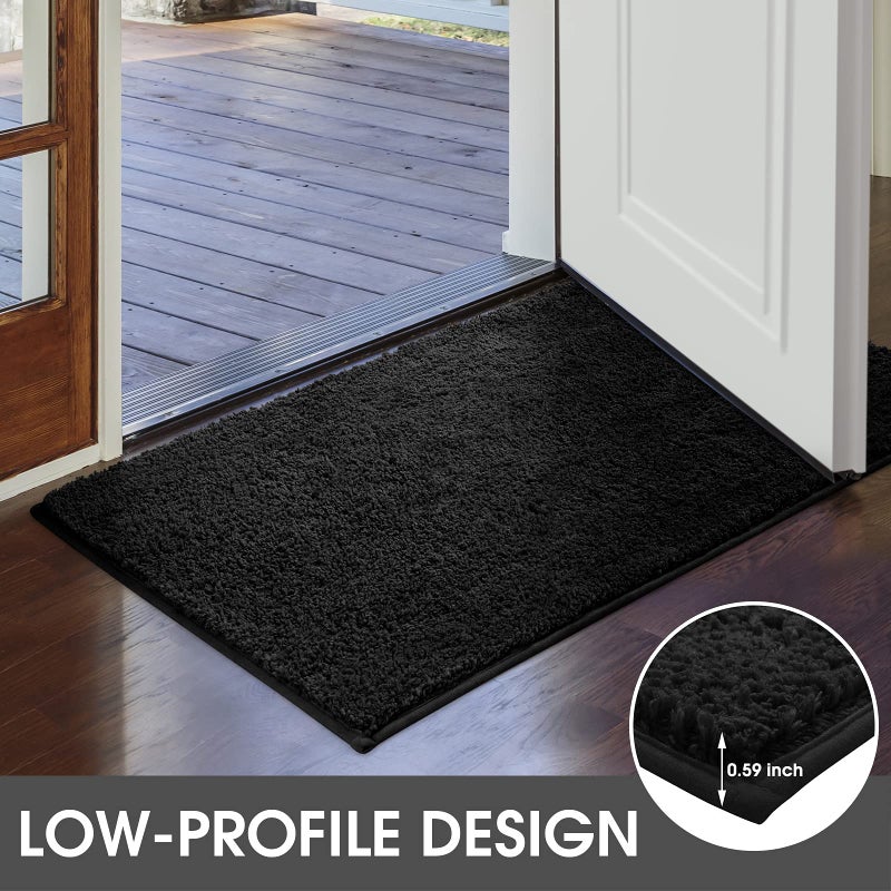 HOMEIDEAS HOMEIDEAS Door Mats Indoor  20""x32"" Super Absorbent Non Slip Rugs for Entryway  Front Back Welcome Doormat Dirt Trapper (Black) - Image 2