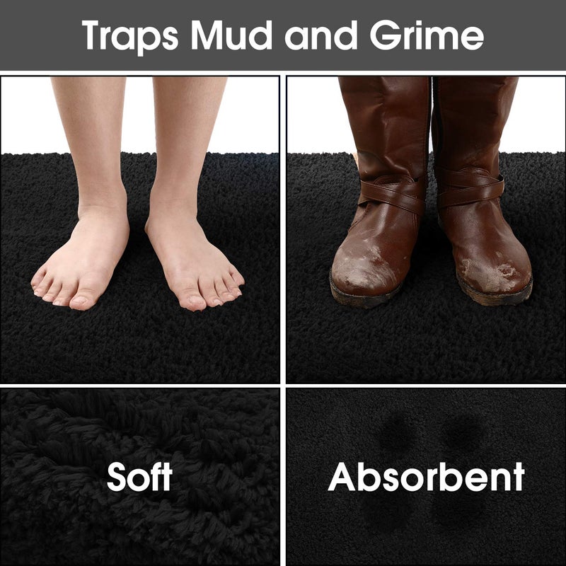 HOMEIDEAS HOMEIDEAS Door Mats Indoor  20""x32"" Super Absorbent Non Slip Rugs for Entryway  Front Back Welcome Doormat Dirt Trapper (Black) - Image 3