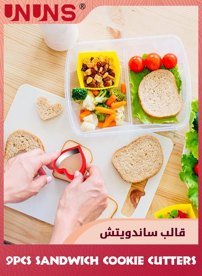 UNUNS 9 Pcs Sandwich Cookie Cutters Set,Food Grade Stainless Steel Cutter Set With Flower Star Heart Different Shapes,Mini Vegetable Fruit Cutters,Cookie Cutter Mold For Kids,Food Decoration Tools - Image 3