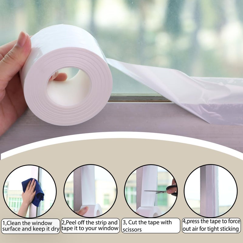 PackYard Window Insulation for Winter Weather Sealing Tape 2 Inch x 50 Yards Weather Stripping Residue Free Draft Isolation Sealing Film Tape for Shower Glass Gaps and Doors Windows - Image 4