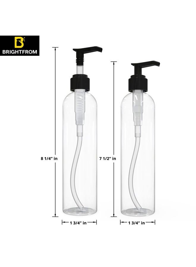 BRIGHTFROM Lotion Pump Bottles, Empty 8 OZ, BPA-Free Refillable Plastic Containers, Clear with Black Dispenser for - Soap, Shampoo, Lotions, Liquid Body Soap, Creams and Massage Oil (2 PACK) - Image 3