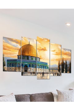 دروبلايت 5 قطع لوحة فنية جدارية للديكور من لوحة القدس فلسطين الأقصى لديكور المنزل لغرفة المعيشة وغرفة الرسم وغرفة المكتب وغرفة النوم 100 سم × 60 سم  - Image 2